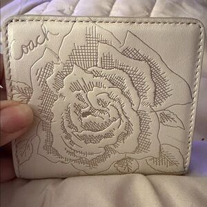 Coach Beige Floral Embossed Wallet
